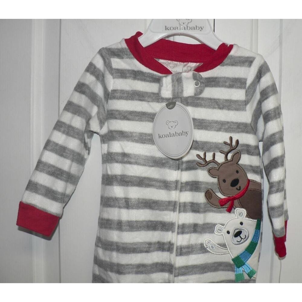 Koala Baby Long Sleeve Striped Fleece Reindeer & Bear Footed Jumper 6-9M‎ $18 - Picture 2 of 4